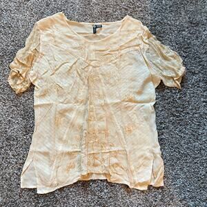 VTG KAAKU Sheer Sleeve Embroidered Blouse Size M Eclectic Retro Indie Hipster